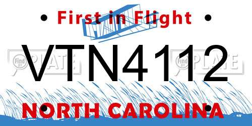 VTN4112 North Carolina License Plate