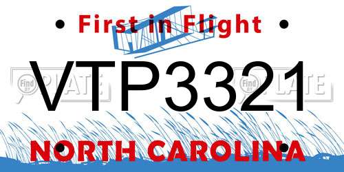 VTP3321 North Carolina License Plate