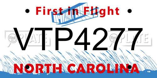 VTP4277 North Carolina License Plate