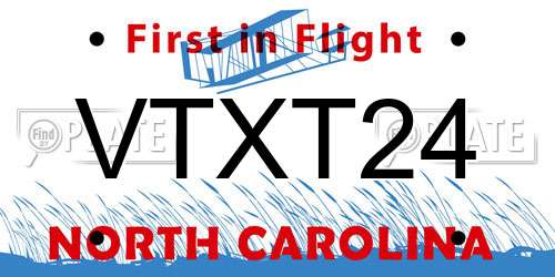 VTXT24 North Carolina License Plate