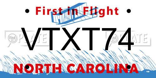 VTXT74 North Carolina License Plate