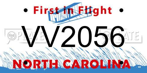 VV2056 North Carolina License Plate