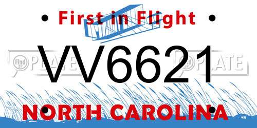 VV6621 North Carolina License Plate