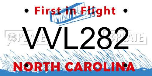 VVL282 North Carolina License Plate