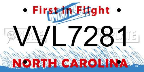 VVL7281 North Carolina License Plate
