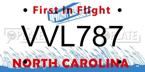 VVL787 North Carolina License Plate