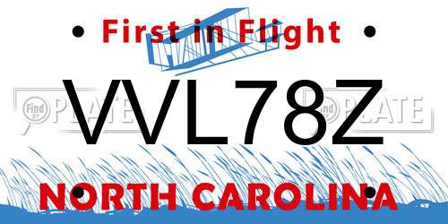 VVL78Z North Carolina License Plate