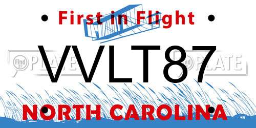 VVLT87 North Carolina License Plate
