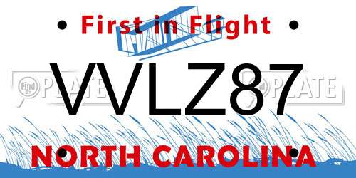VVLZ87 North Carolina License Plate