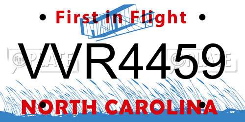 VVR4459 North Carolina License Plate