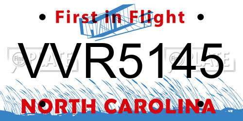 VVR5145 North Carolina License Plate