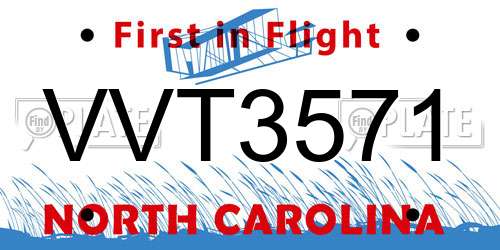 VVT3571 North Carolina License Plate