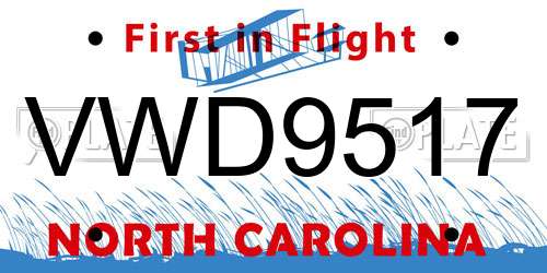 VWD9517 North Carolina License Plate