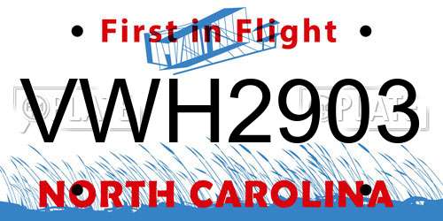 VWH2903 North Carolina License Plate