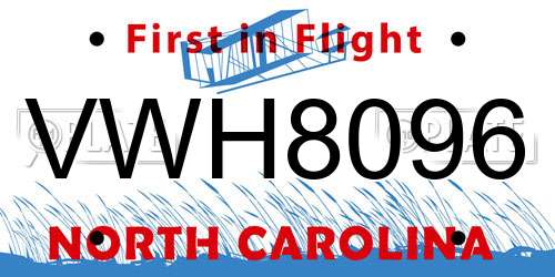 VWH8096 North Carolina License Plate