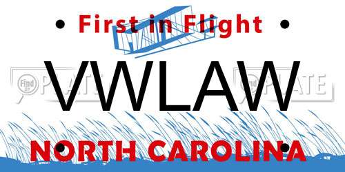 VWLAW North Carolina License Plate