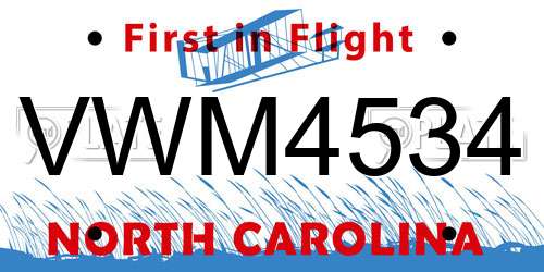 VWM4534 North Carolina License Plate
