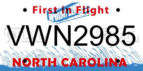 VWN2985 North Carolina License Plate