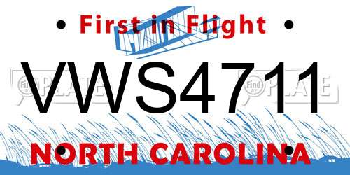 VWS4711 North Carolina License Plate