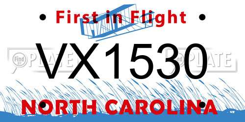 VX1530 North Carolina License Plate