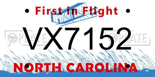 VX7152 North Carolina License Plate