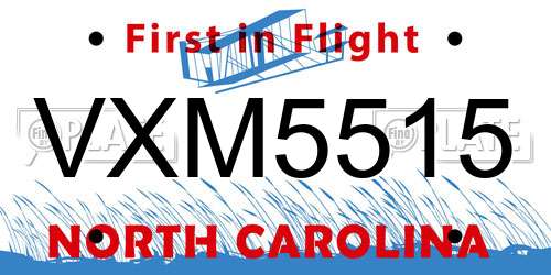 VXM5515 North Carolina License Plate