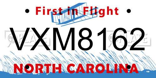 VXM8162 North Carolina License Plate