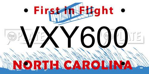VXY600 North Carolina License Plate