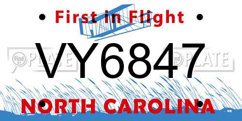 VY6847 North Carolina License Plate