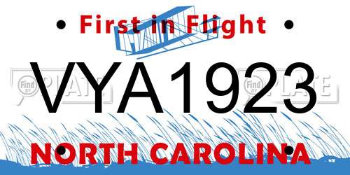 VYA1923 North Carolina License Plate