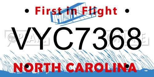 VYC7368 North Carolina License Plate