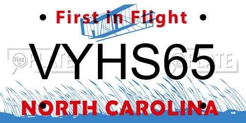 VYHS65 North Carolina License Plate
