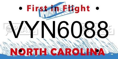 VYN6088 North Carolina License Plate