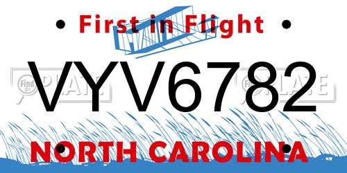 VYV6782 North Carolina License Plate