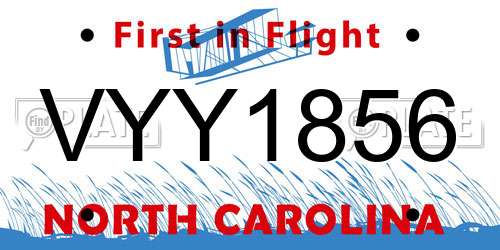 VYY1856 North Carolina License Plate