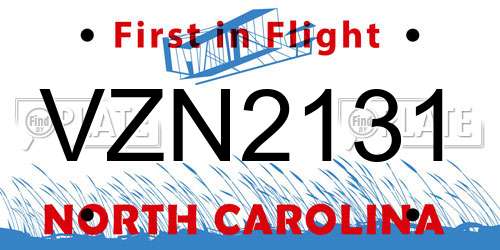 VZN2131 North Carolina License Plate