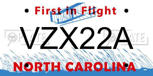 VZX22A North Carolina License Plate