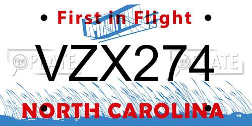 VZX274 North Carolina License Plate