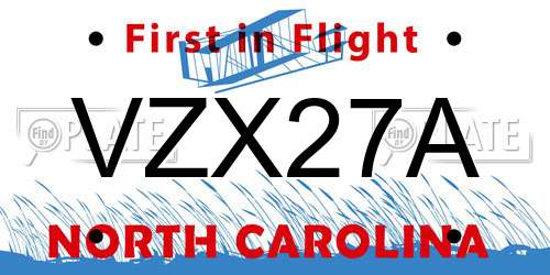 VZX27A North Carolina License Plate