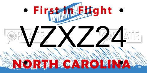 VZXZ24 North Carolina License Plate