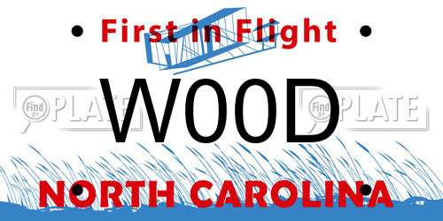 W00D North Carolina License Plate