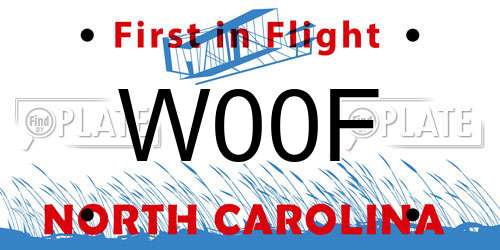 W00F North Carolina License Plate