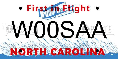 W00SAA North Carolina License Plate