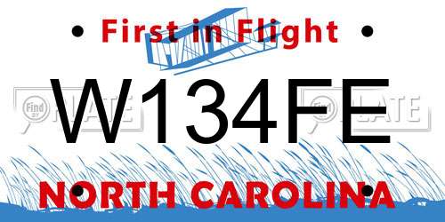 W134FE North Carolina License Plate