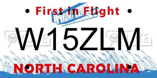 W15ZLM North Carolina License Plate