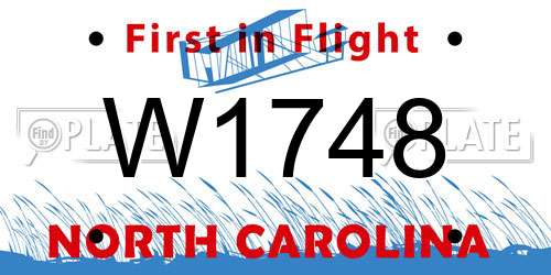 W1748 North Carolina License Plate