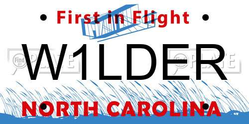 W1LDER North Carolina License Plate