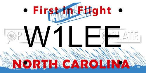 W1LEE North Carolina License Plate