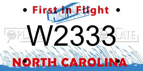 W2333 North Carolina License Plate