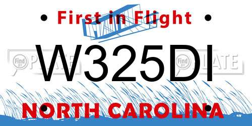 W325DI North Carolina License Plate